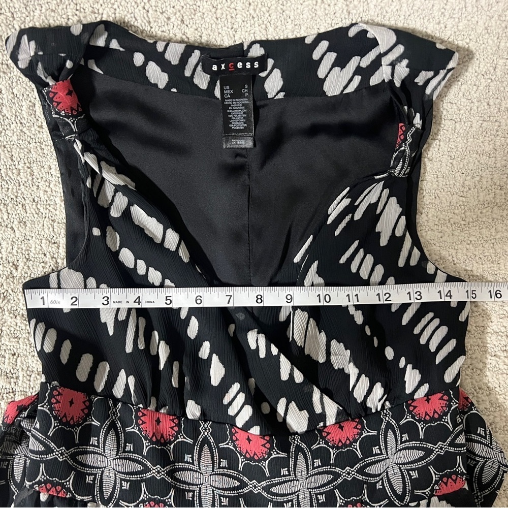 Axcess Black and Gray Midi Dress with Red Accents - Picture 3 of 6